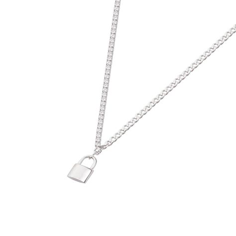 Collar de Plata Esterlina 925 Candado Circon-1