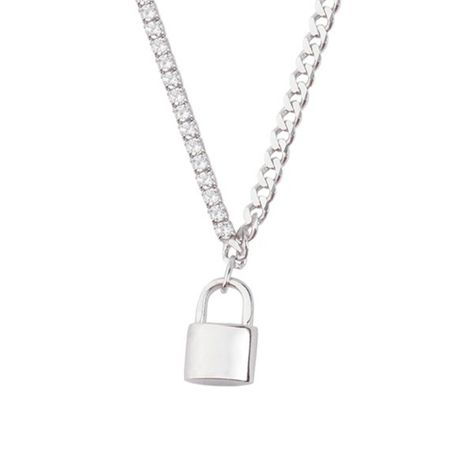Collar de Plata Esterlina 925 Candado Circon-2
