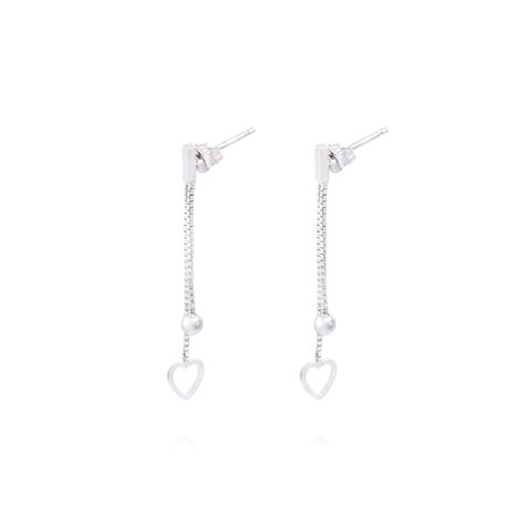 Aros de Plata Esterlina 925 Bolita Corazón Colgante-0