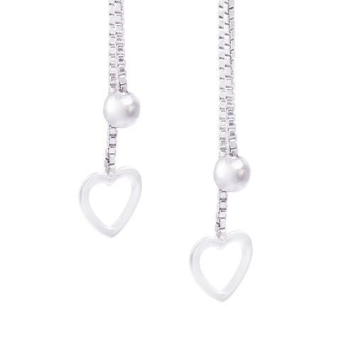 Aros de Plata Esterlina 925 Bolita Corazón Colgante-1