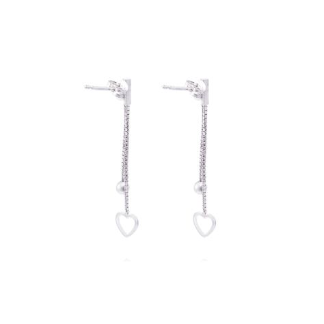 Aros de Plata Esterlina 925 Bolita Corazón Colgante-2