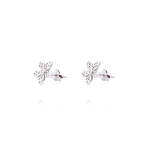 Aros de Plata Esterlina 925 Flor Pétalo Circonitas-0