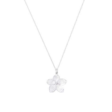 Colgante Oro Blanco 18kt Flor Diamante 1x0,5 Pts-2