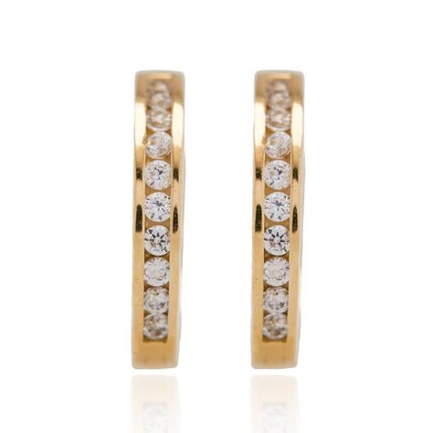 Aros de Oro 18kt Argollas 1 fila Circón-0