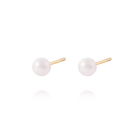 Aros de Oro 18kt Perla cultivada sola 5.0 mm-1