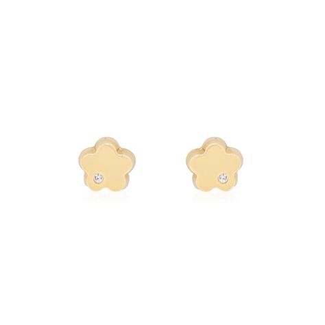 Aros de Oro 18kt Circonitas Flor-0