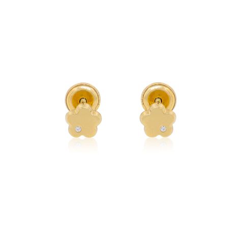 Aros de Oro 18kt Circonitas Flor-1