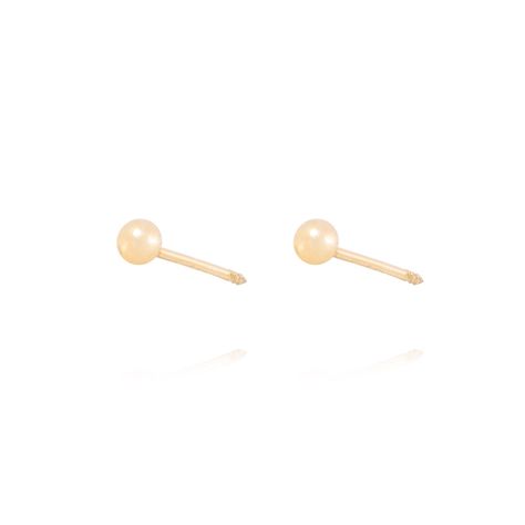 Aros de Oro 14KT Bolita Solida 3mm-1