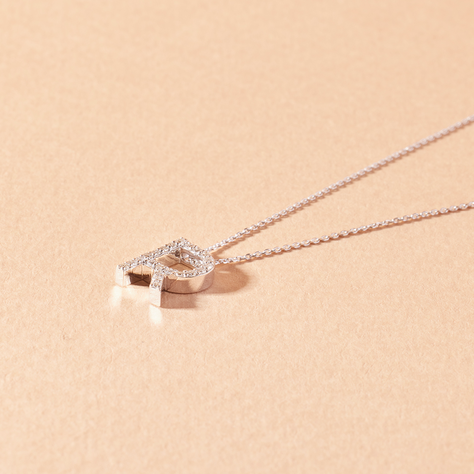 Collar Oro Blanco 18kt Diamante 9Pts | Danielle Costantini-0