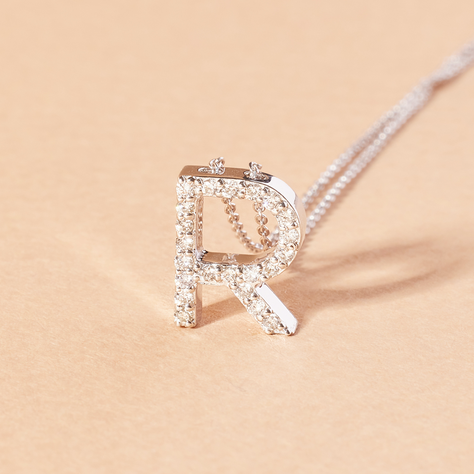 Collar Oro Blanco 18kt Diamante 9Pts | Danielle Costantini-1