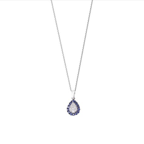 Colgante Oro Blanco 18kt Diamantes 22Pts y Zafiro 32Pts-2