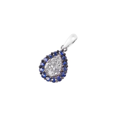 Colgante Oro Blanco 18kt Diamantes 22Pts y Zafiro 32Pts-1