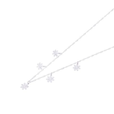 Collar de Plata Esterlina 925 Flores Relucientes-0