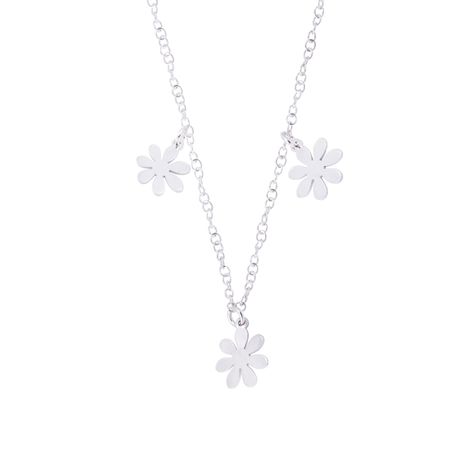 Collar de Plata Esterlina 925 Flores Relucientes-1