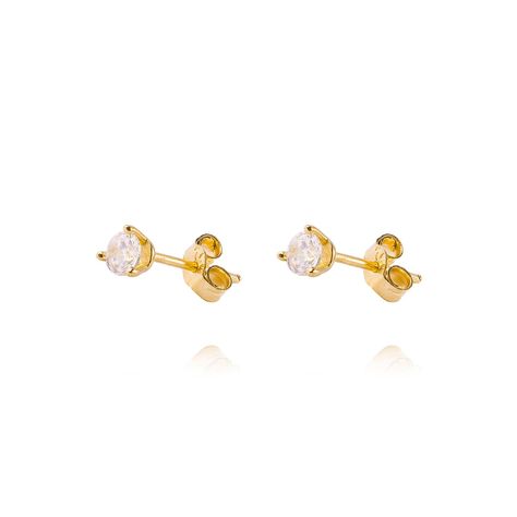Aros de Oro 18kt Circonita 3mm Tres Grifas-0