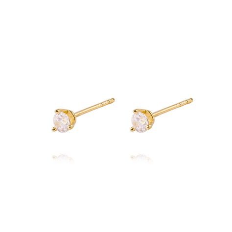 Aros de Oro 18kt Circonita 3mm Tres Grifas-1