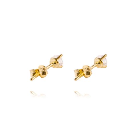 Aros de Oro 18kt Circonita 3mm Tres Grifas-2