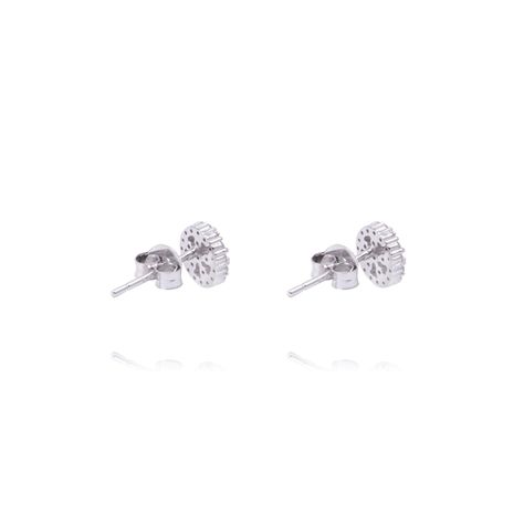 Aros Plata Esterlina 925 Flores con Circonitas-2