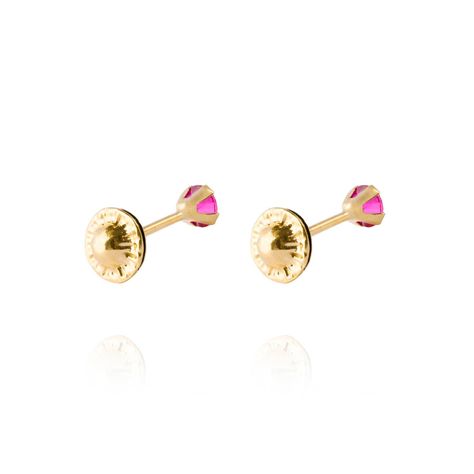 Aros de Oro 18kt Piedra Rubi 3mm-2