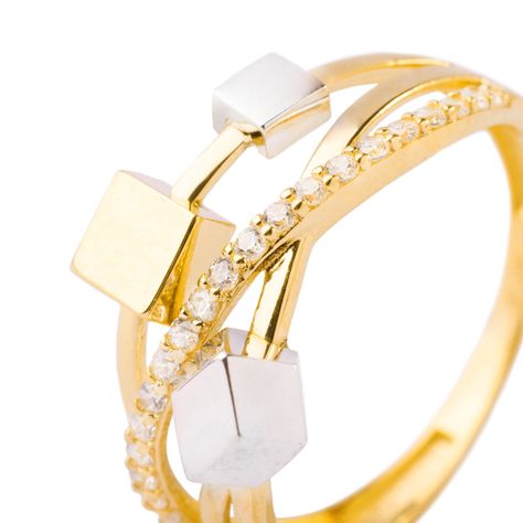 Anillos de Oro 18kt Modelo Cubos con Circón-1