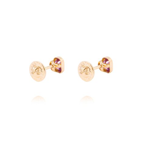 Aros de Oro 18kt Corazon de Piedra Amatista-2