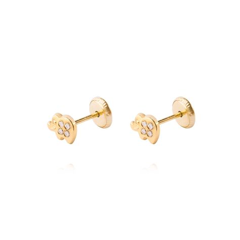 Aros de Oro 9kt Elefante Circon-0