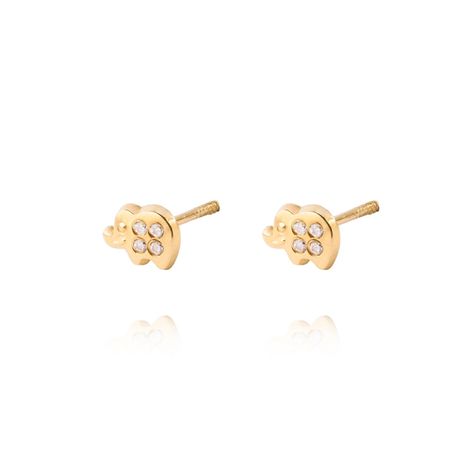 Aros de Oro 9kt Elefante Circon-1