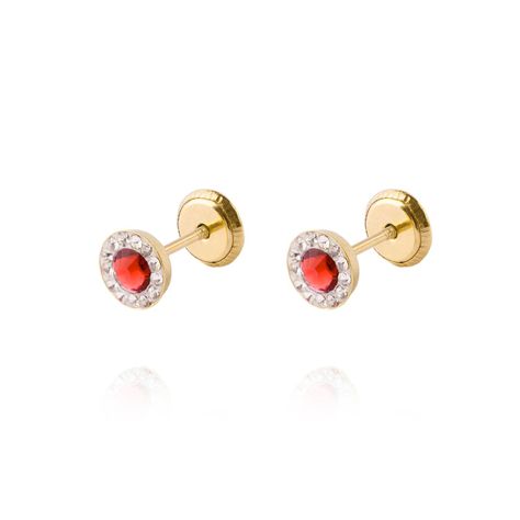 Aros de Oro 18kt Circulo Rubí 5mm-0