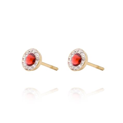 Aros de Oro 18kt Circulo Rubí 5mm-1