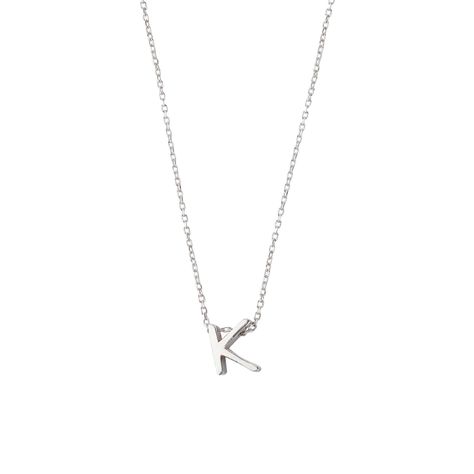 Collar de Plata Esterlina 925 Letra K-0