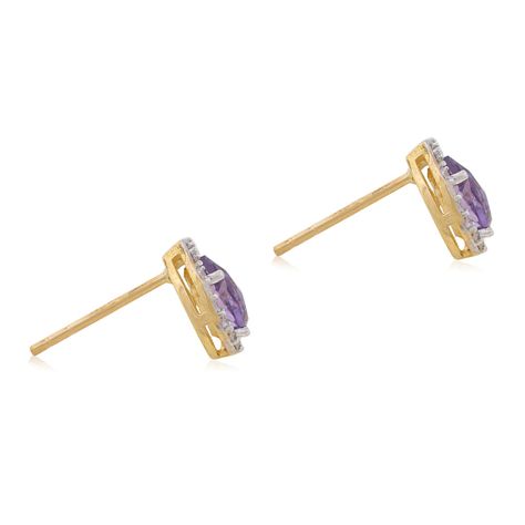 Aros de Oro 18kt Gota Circón Piedra Amatista-1