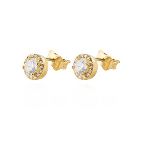 Aros de Oro 18kt Boton Circon-0