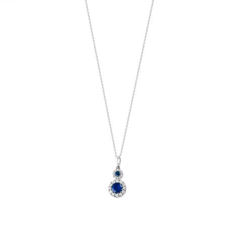 Colgante Oro Blanco 18kt Diamantes 5Pts y Zafiro 41Pts-2