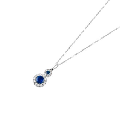 Colgante Oro Blanco 18kt Diamantes 5Pts y Zafiro 41Pts-0