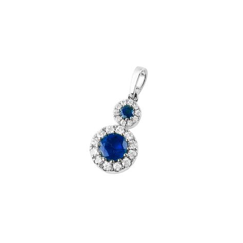 Colgante Oro Blanco 18kt Diamantes 5Pts y Zafiro 41Pts-1