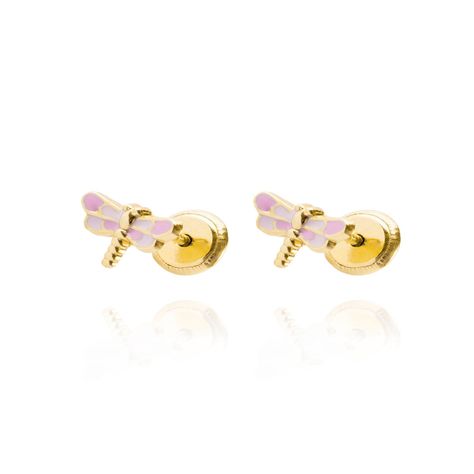 Aros de Oro 18kt Libelula Esmaltada-0