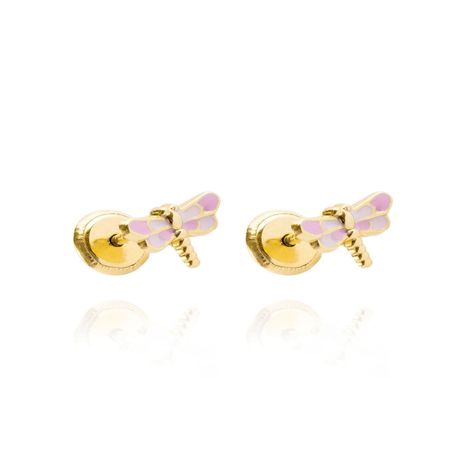 Aros de Oro 18kt Libelula Esmaltada-2