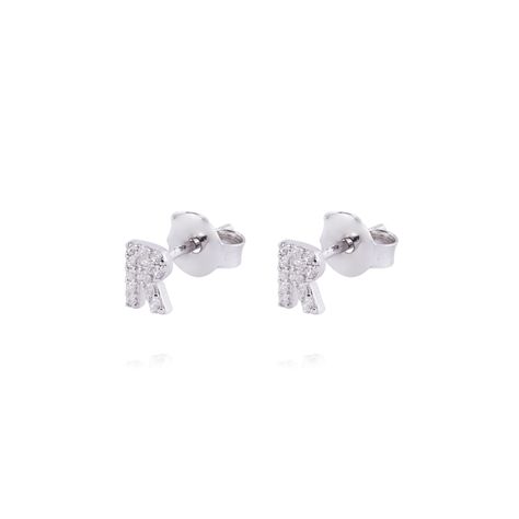 Aros de Plata Esterlina 925 Letra R-0