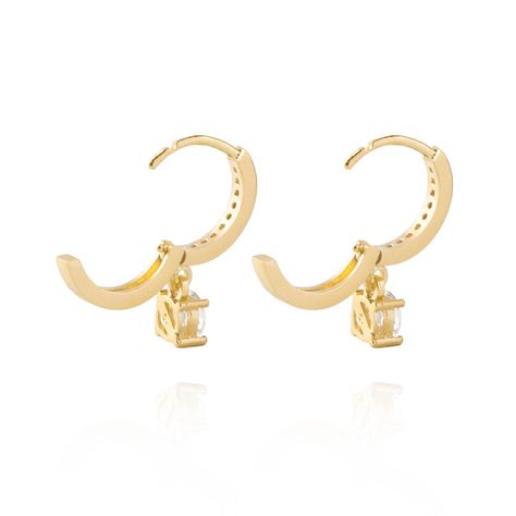 Aros de Oro 18kt Argolla Circon Colg-1
