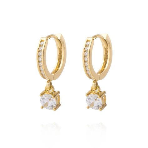 Aros de Oro 18kt Argolla Circon Colg-2