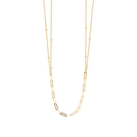 Collares de Oro 18kt Modelo Eslabón Grande y Pelotitas-0
