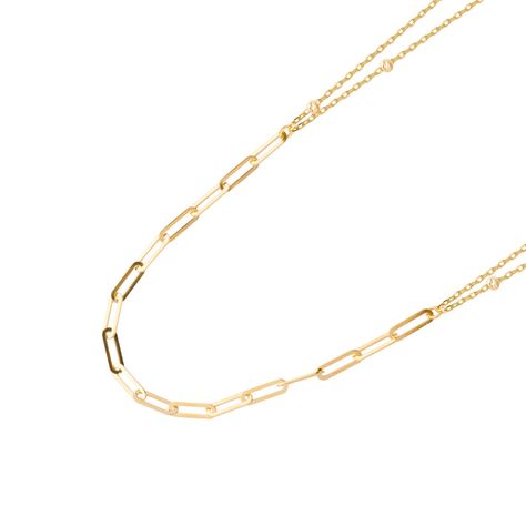 Collares de Oro 18kt Modelo Eslabón Grande y Pelotitas-1