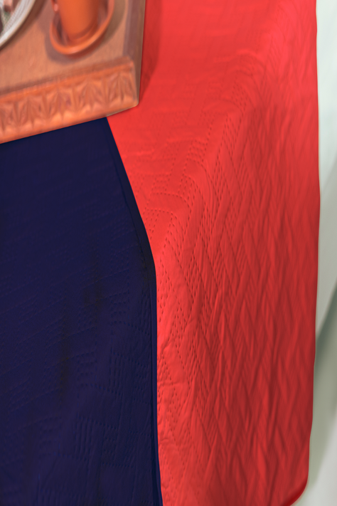  Quilt 2 Plazas Bicolor Cubrecama Reversible Azul/Rojo-0