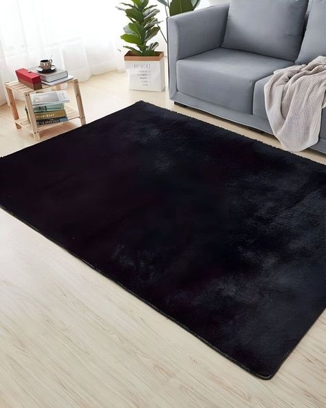 Alfombra peluda Suave 200 x 300 cm Primera Calidad Negro-0
