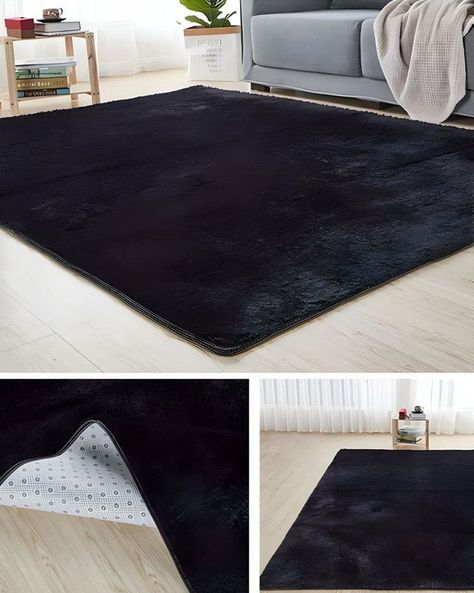 Alfombra peluda Suave 200 x 300 cm Primera Calidad Negro-3