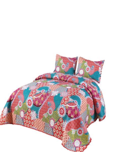 Cubrecama Ligero De Verano Con Pompones - Elegantes 2P *12-0