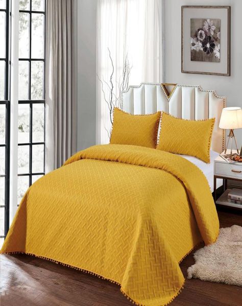 Cubrecama De Verano Con Pompones - Fresco y Elegante 2P *07-2