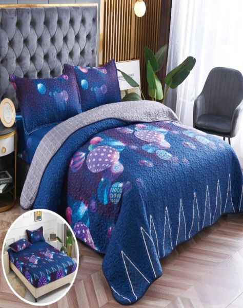 CUBRECAMA QUILT 5 PIEZAS CON JUEGO DE SÁBANAS T05-2