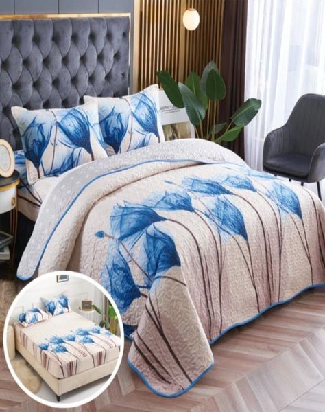 CUBRECAMA QUILT 5 PIEZAS CON JUEGO DE SÁBANAS T04-2