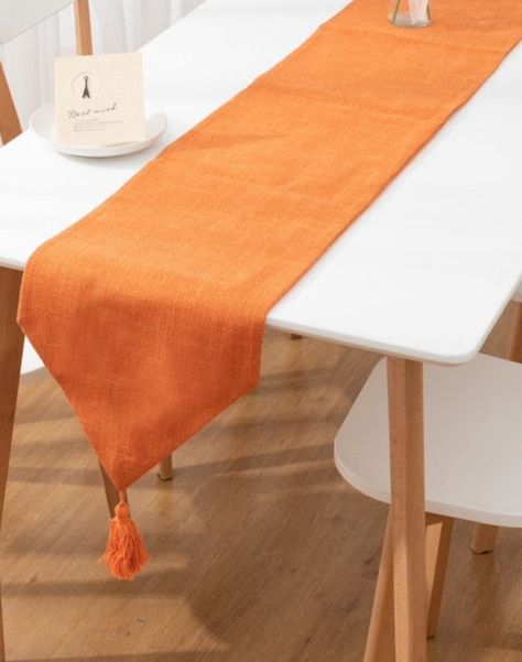 CAMINO DE MESA DE LINO 33 X 180cm Naranja-1